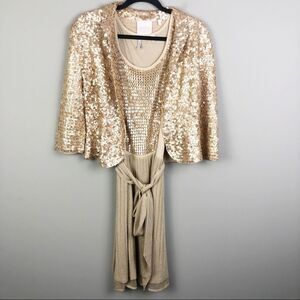 IISLI | Matte Gold Sequin Dress & Jacket Set 6/S